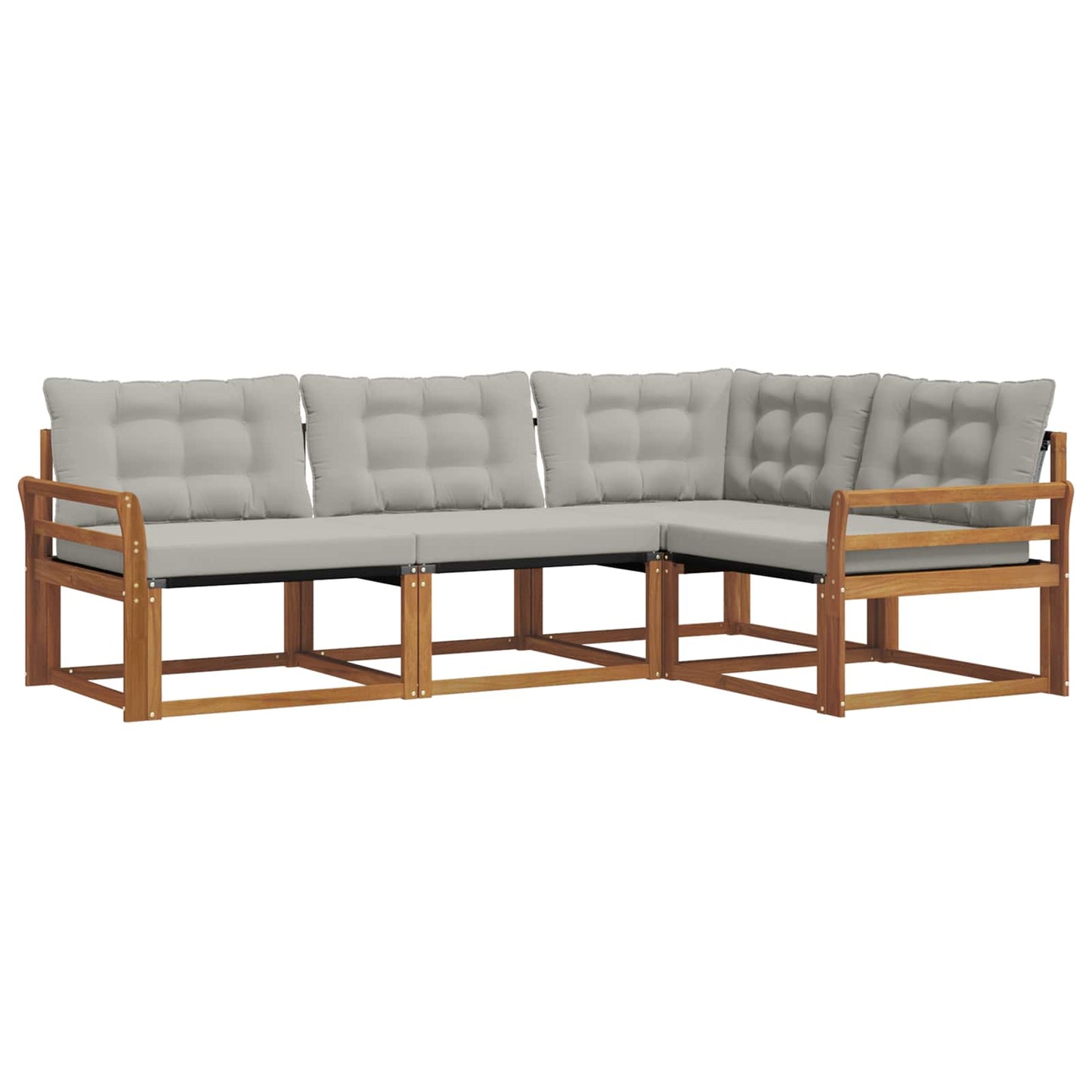 Set di divani da esterno 4 pcs Grigio Naturale e Chiaro