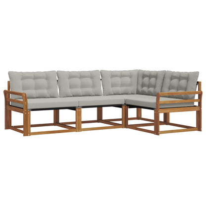 Set di divani da esterno 4 pcs Grigio Naturale e Chiaro