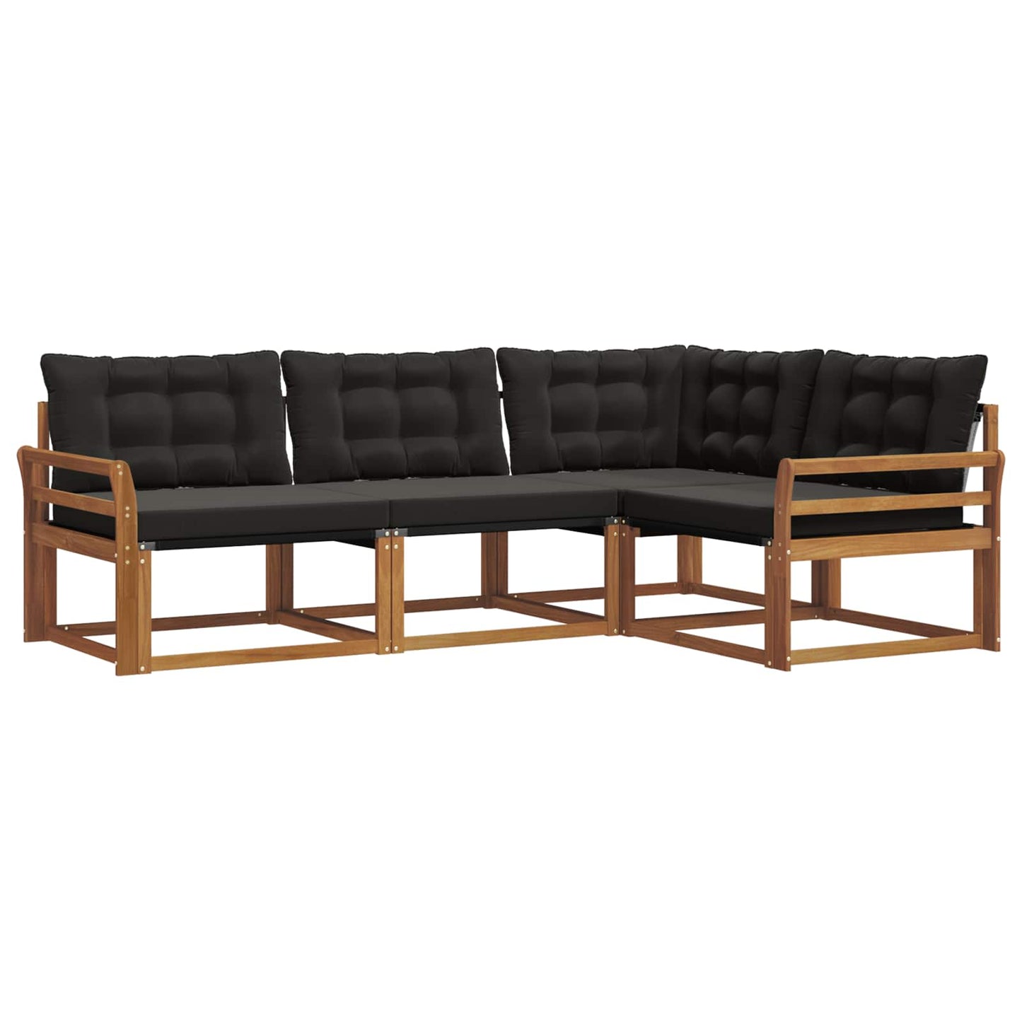 Set di divani con cuscino 4 pcs Naturale e Nero