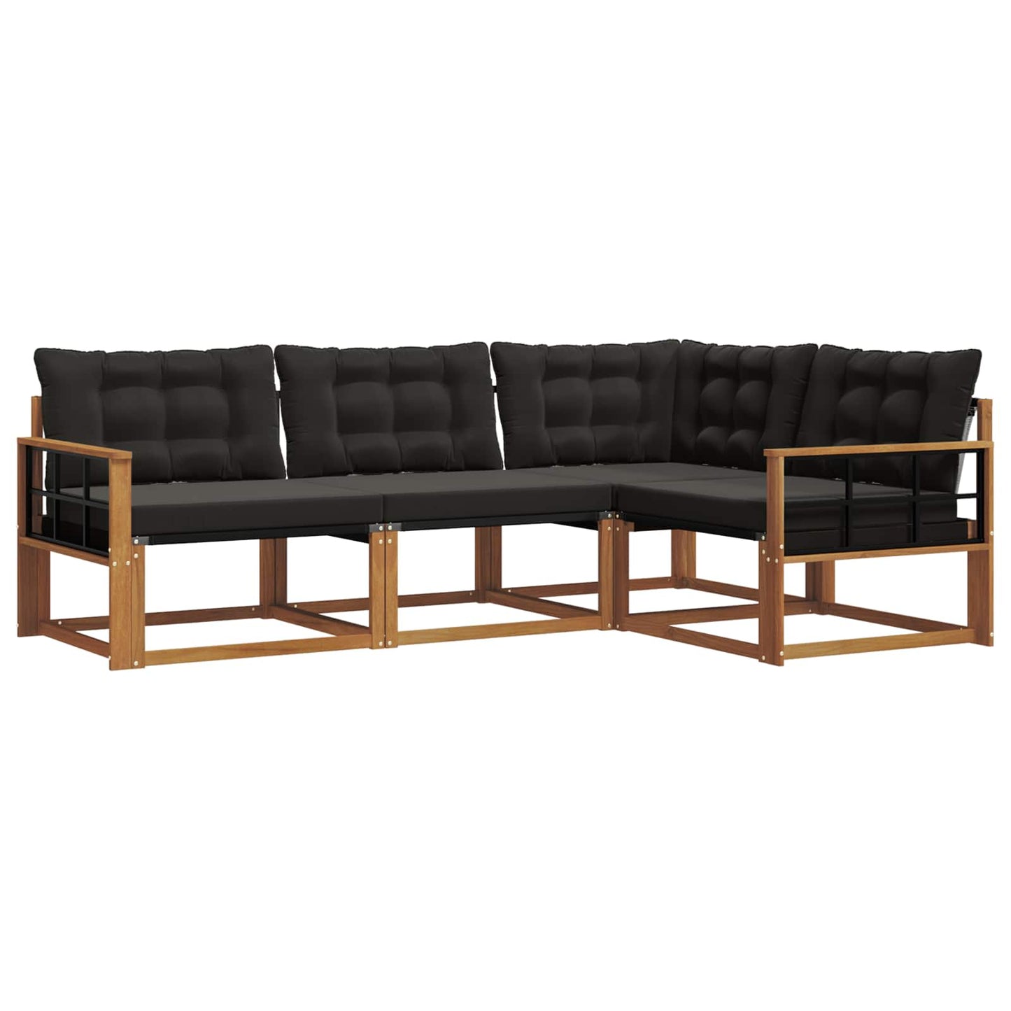 Set di divani con cuscino 4 pcs Naturale e Nero