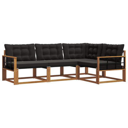 Set di divani con cuscino 4 pcs Naturale e Nero