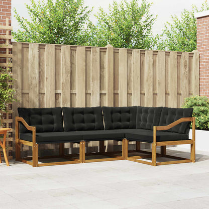 Set di divani con cuscino 4 pcs Naturale e Nero