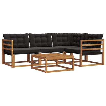 Set di divani da esterno con cuscino 5 pcs Naturale e Nero