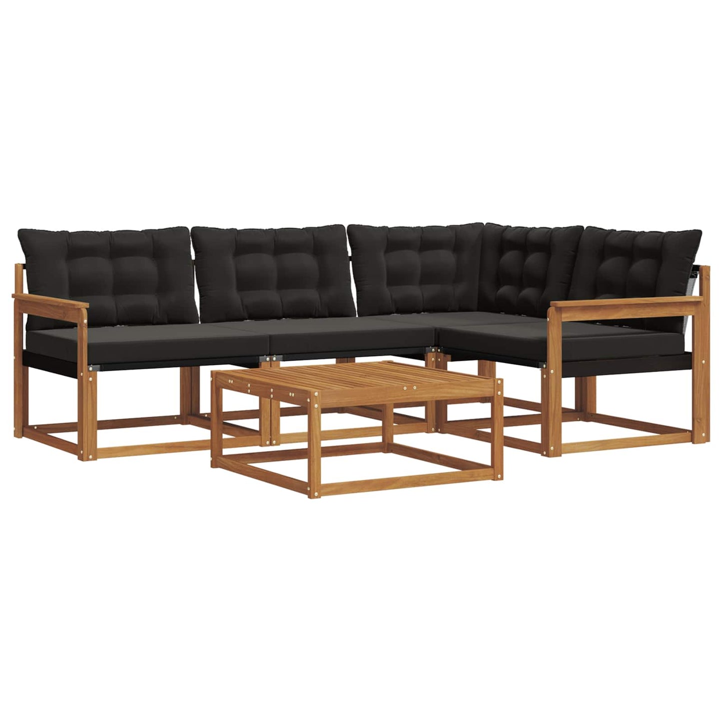 Set di divani da esterno con cuscino 5 pcs Naturale e Nero
