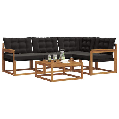 Set di divani da esterno con cuscino 5 pcs Naturale e Nero