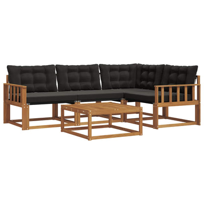 Set di divani da esterno con cuscino 5 pcs Naturale e Nero