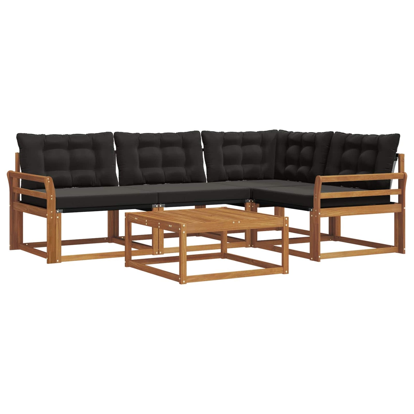 Set di divani da esterno con cuscino 5 pcs Naturale e Nero
