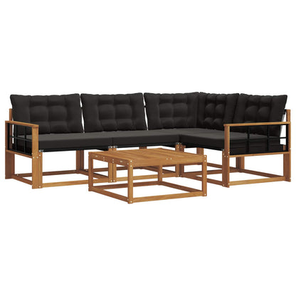 Set di divani da esterno con cuscino 5 pcs Naturale e Nero