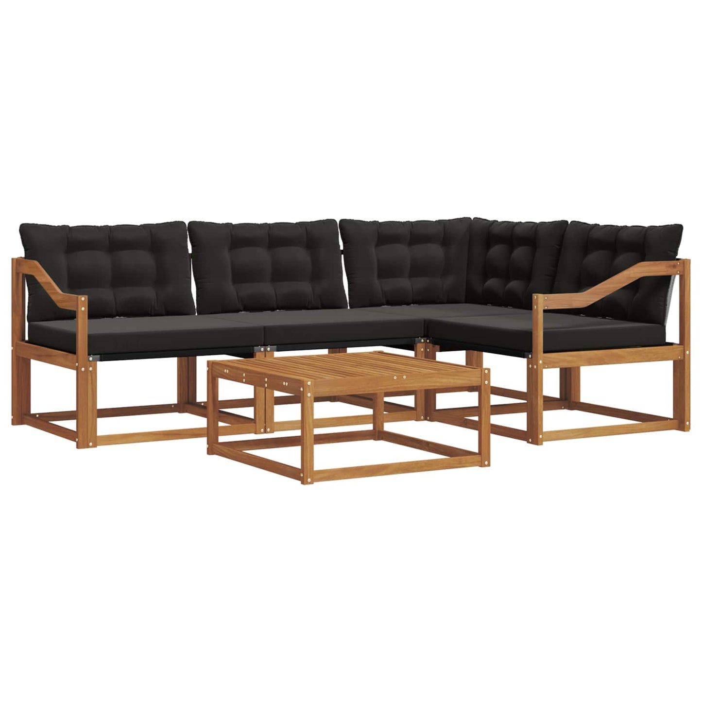Set di divani da esterno con cuscino 5 pcs Naturale e Nero