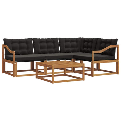 Set di divani da esterno con cuscino 5 pcs Naturale e Nero