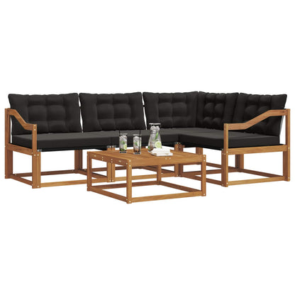 Set di divani da esterno con cuscino 5 pcs Naturale e Nero