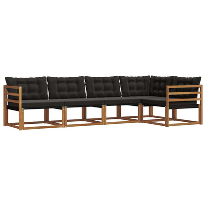 Set di divani da esterno con cuscino 5 pcs Naturale e Nero