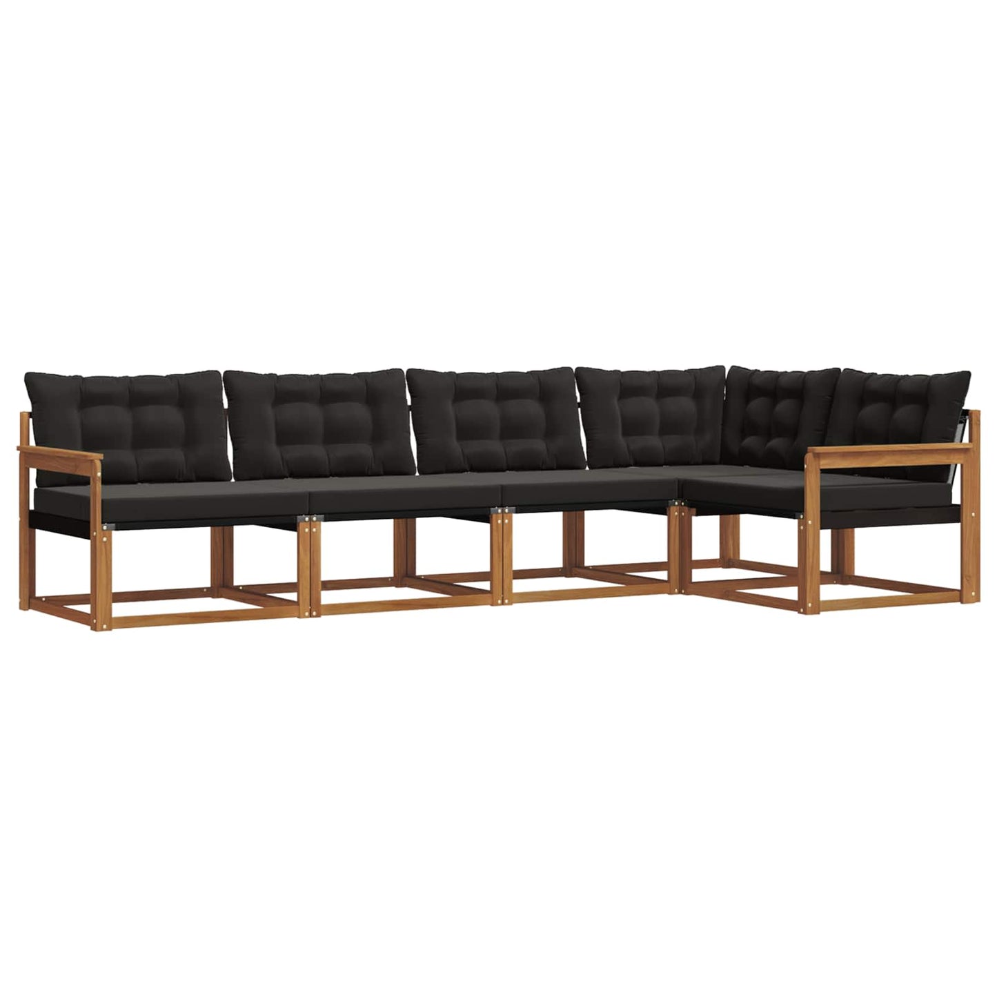 Set di divani da esterno con cuscino 5 pcs Naturale e Nero