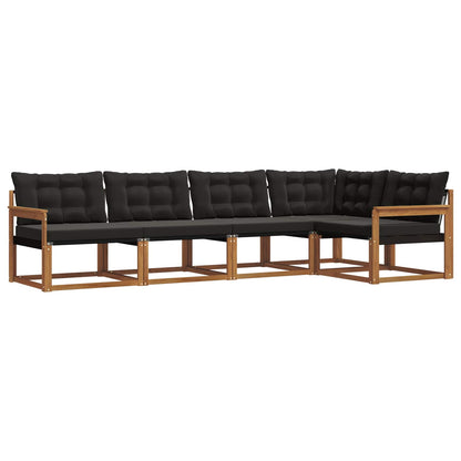 Set di divani da esterno con cuscino 5 pcs Naturale e Nero