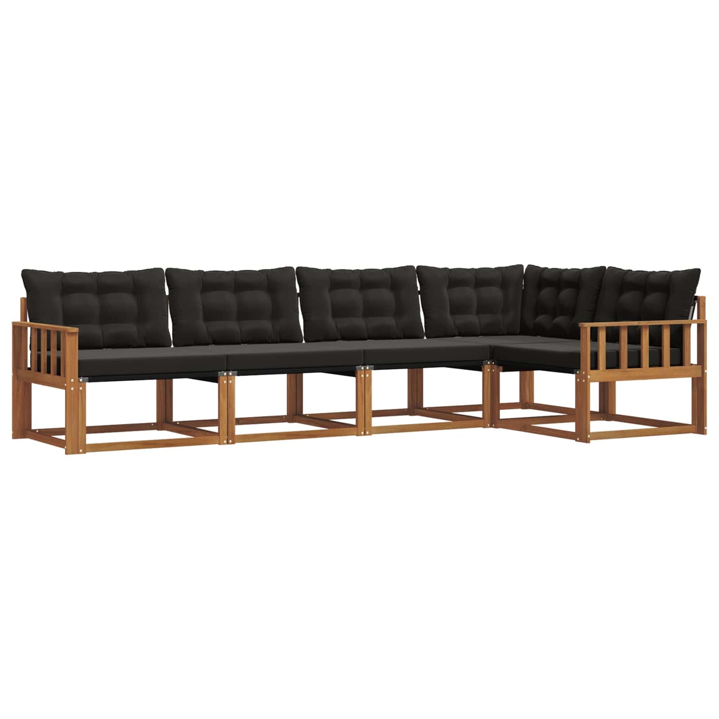 Set di divani da esterno con cuscino 5 pcs Naturale e Nero