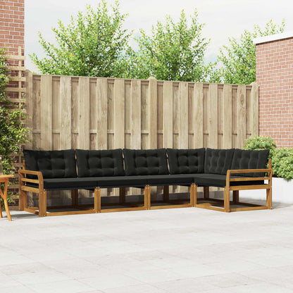 Set di divani da esterno con cuscino 5 pcs Naturale e Nero