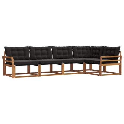 Set di divani da esterno con cuscino 5 pcs Naturale e Nero