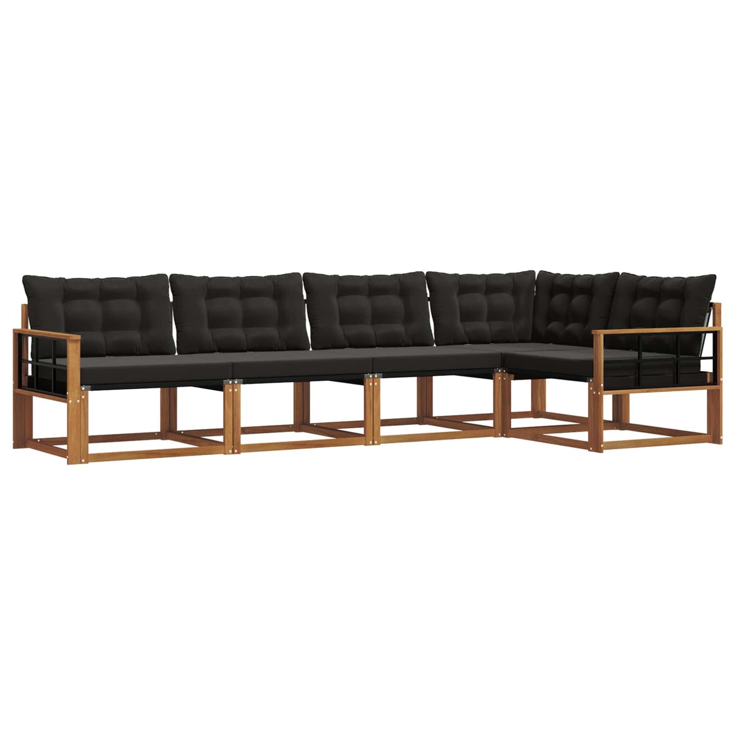 Set di divani da esterno con cuscino 5 pcs Naturale e Nero