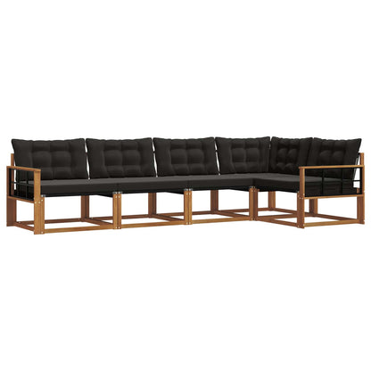 Set di divani da esterno con cuscino 5 pcs Naturale e Nero