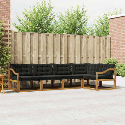 Set di divani da esterno con cuscino 5 pcs Naturale e Nero