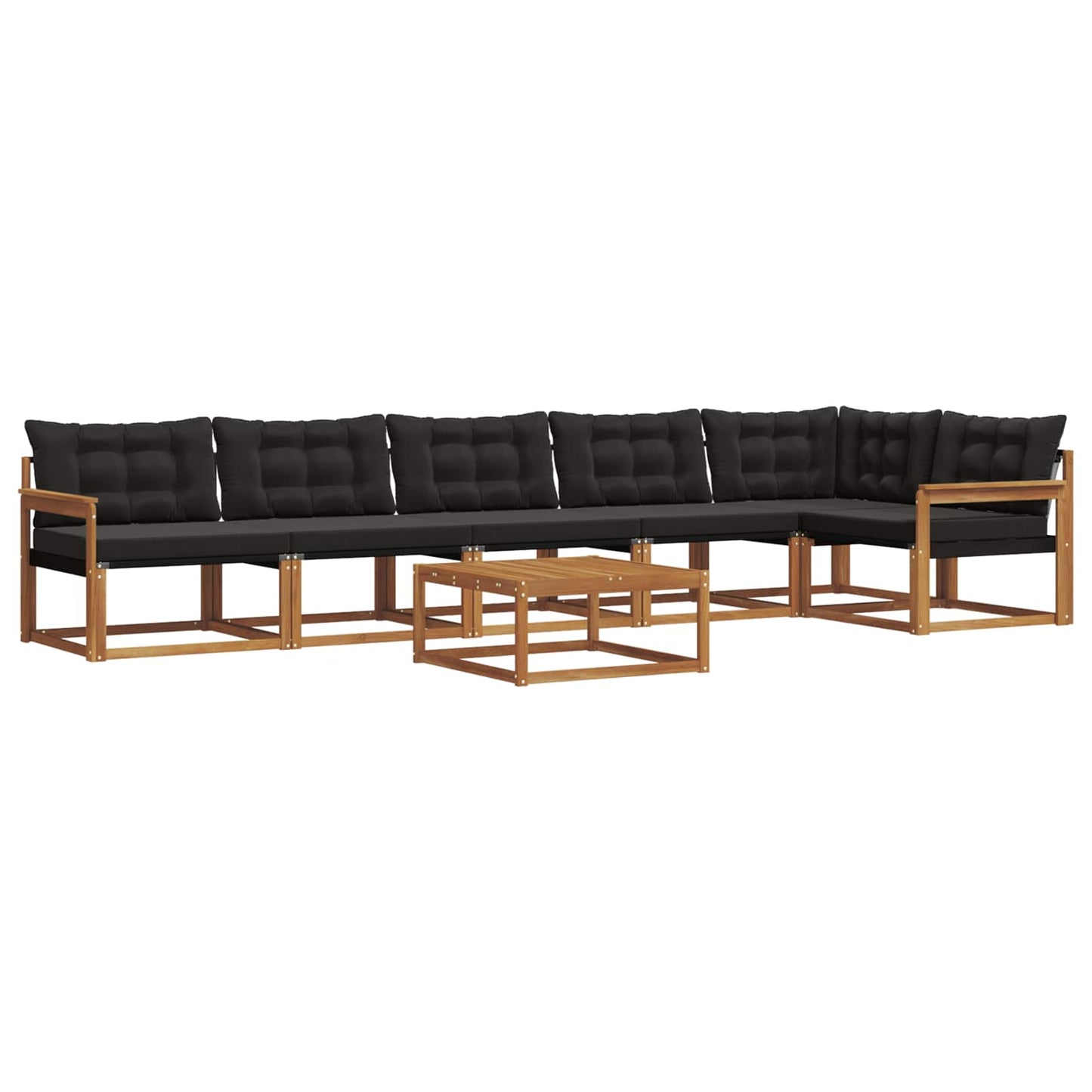 Set di divani da esterno con cuscino 7 pcs Naturale e Nero