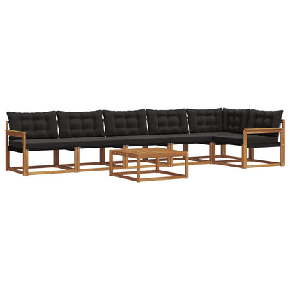 Set di divani da esterno con cuscino 7 pcs Naturale e Nero