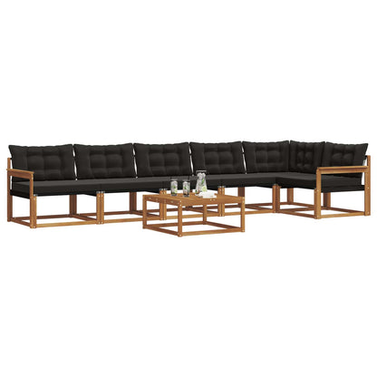 Set di divani da esterno con cuscino 7 pcs Naturale e Nero
