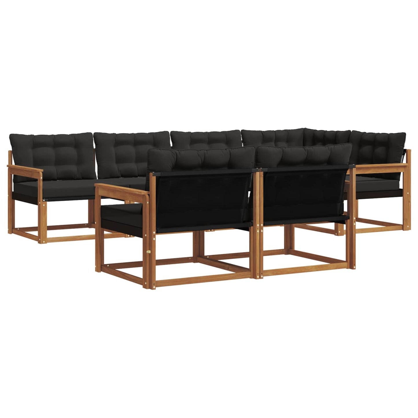 Set di divani da esterno con cuscino 7 pcs Naturale e Nero