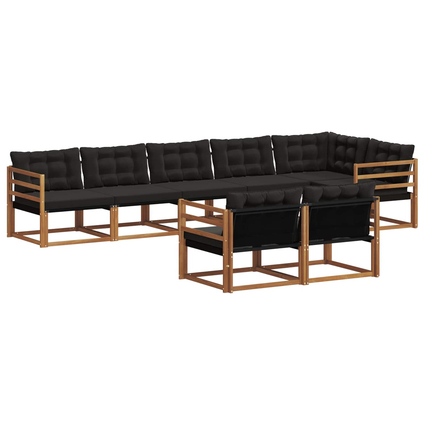 Set di divani da esterno con cuscino 8 pcs Naturale e Nero