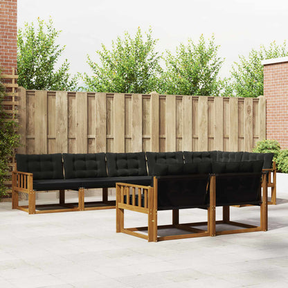 Set di divani da esterno con cuscino 8 pcs Naturale e Nero