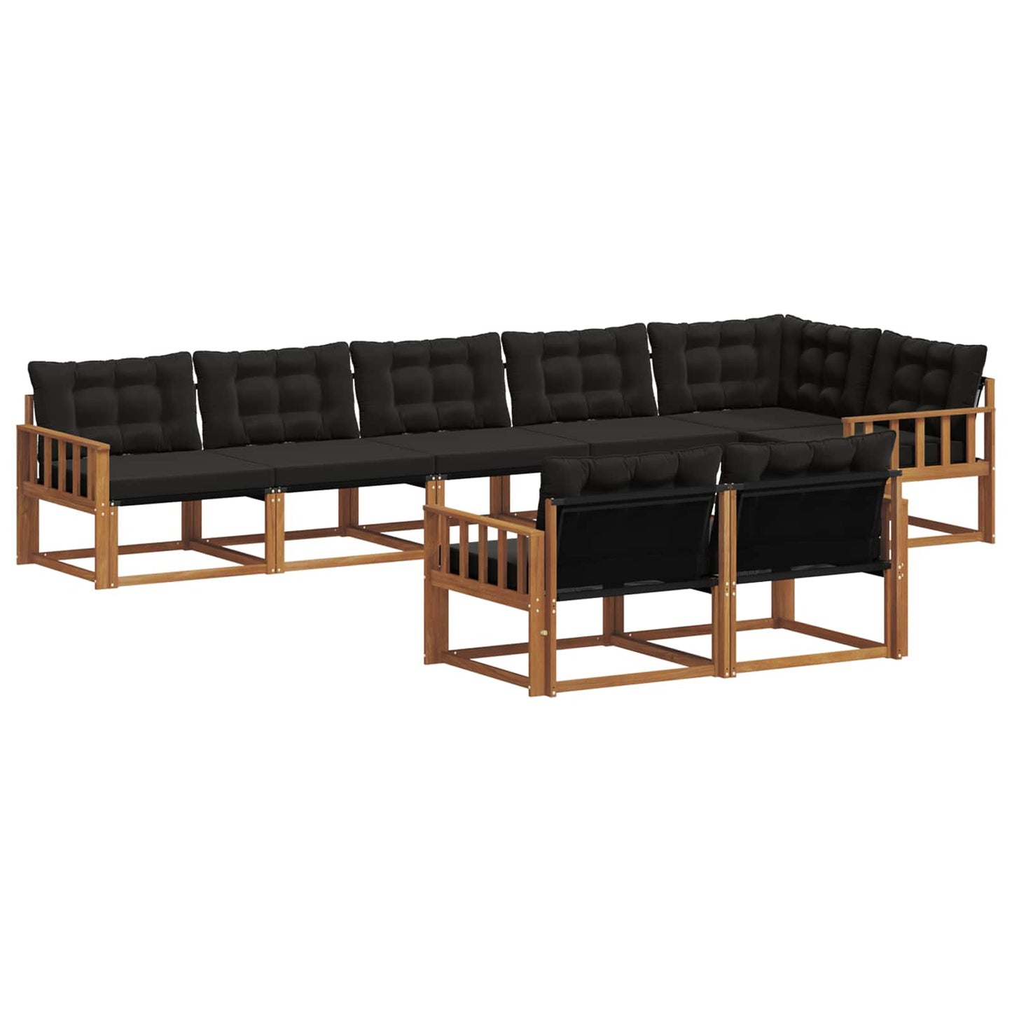 Set di divani da esterno con cuscino 8 pcs Naturale e Nero