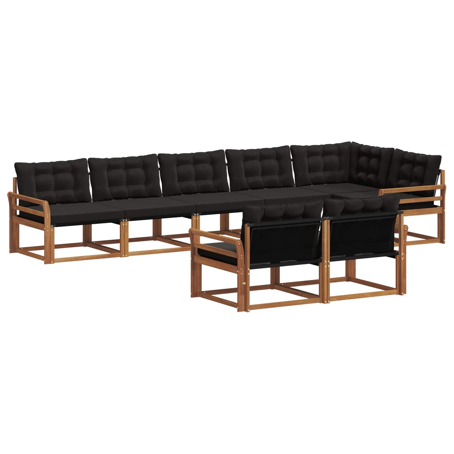 Set di divani da esterno con cuscino 8 pcs Naturale e Nero