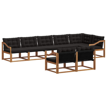 Set di divani da esterno con cuscino 8 pcs Naturale e Nero