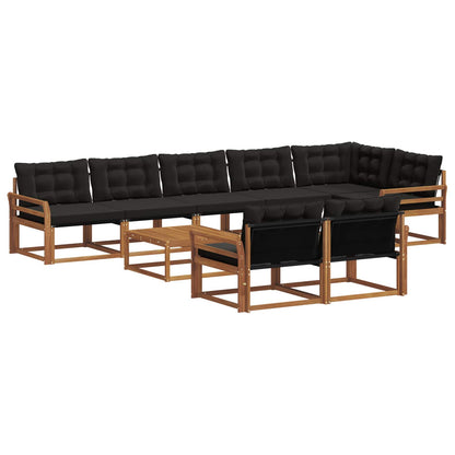 Set di divani da esterno con cuscino 9 pcs Naturale e Nero