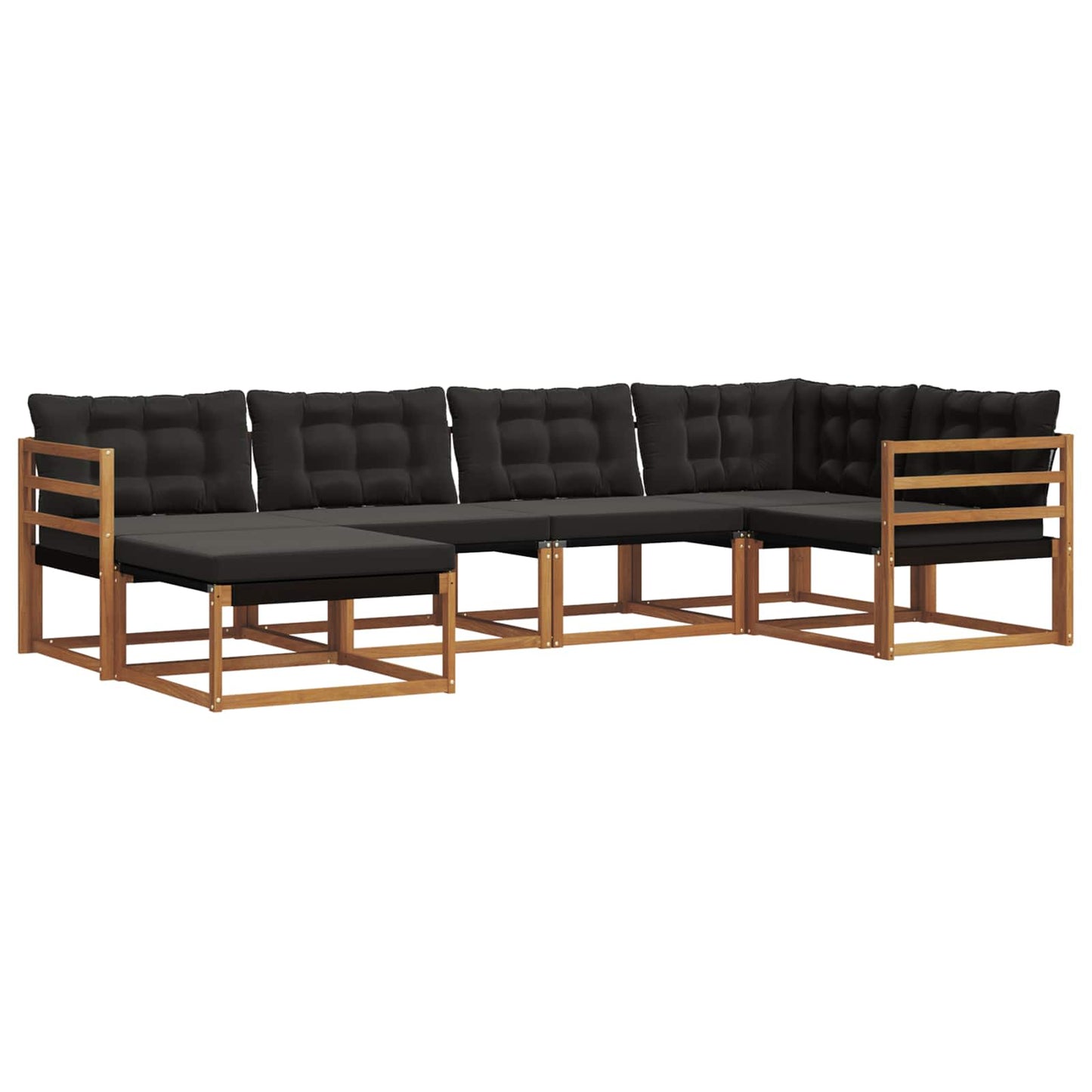 Set di divani da esterno con cuscino 18 pcs Naturale e Nero
