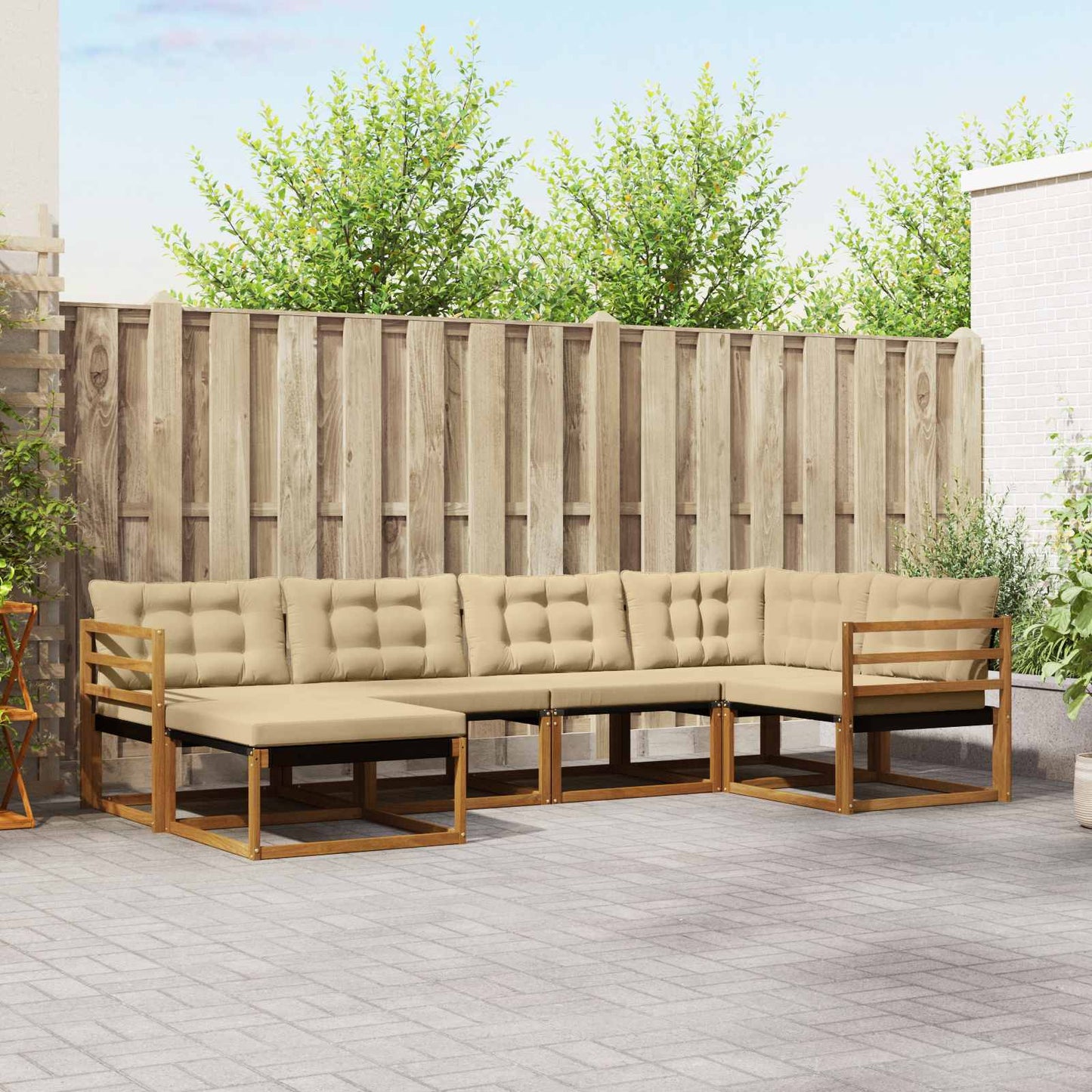 Set di divani da esterno con cuscino 18 pcs Naturale e Beige