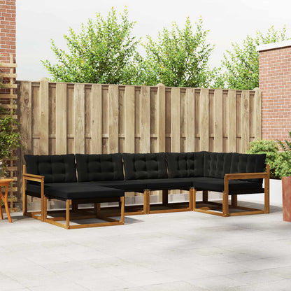 Set di divani da esterno con cuscino 18 pcs Naturale e Nero