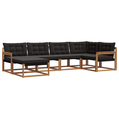 Set di divani da esterno con cuscino 18 pcs Naturale e Nero