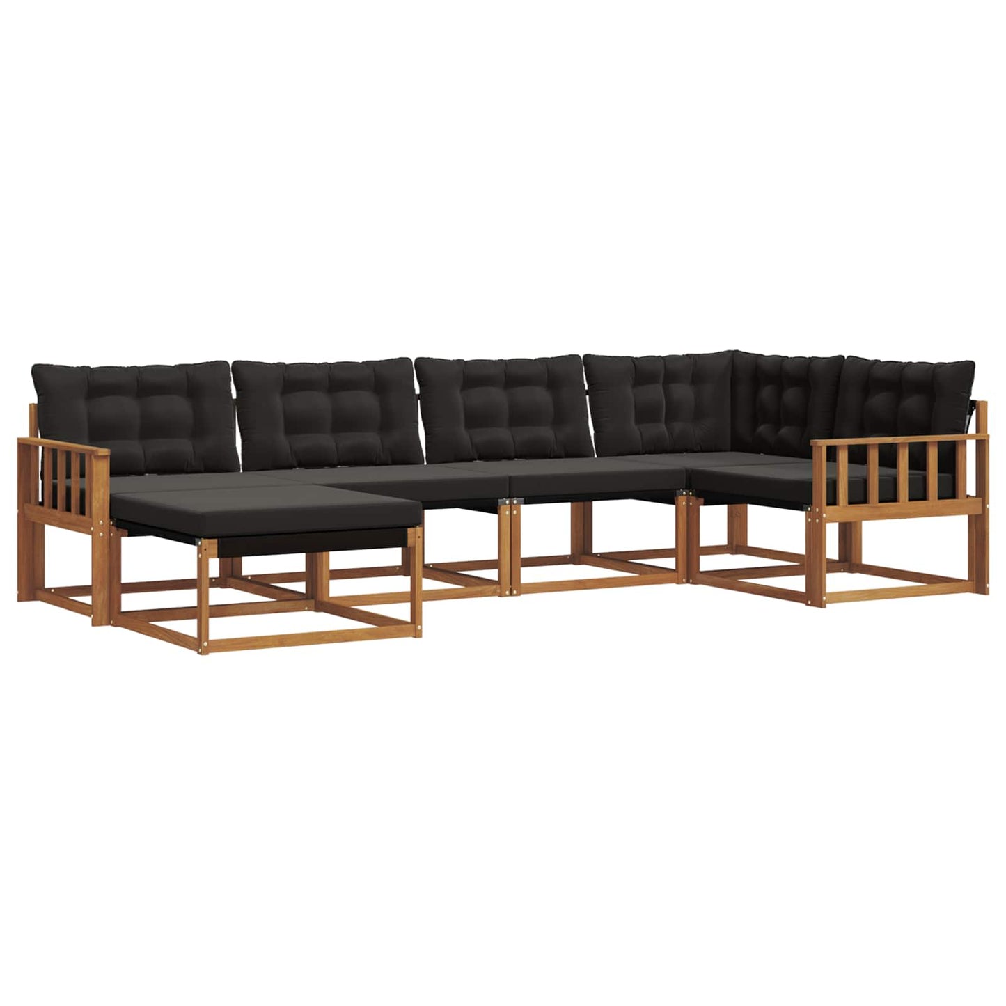 Set di divani da esterno con cuscino 18 pcs Naturale e Nero