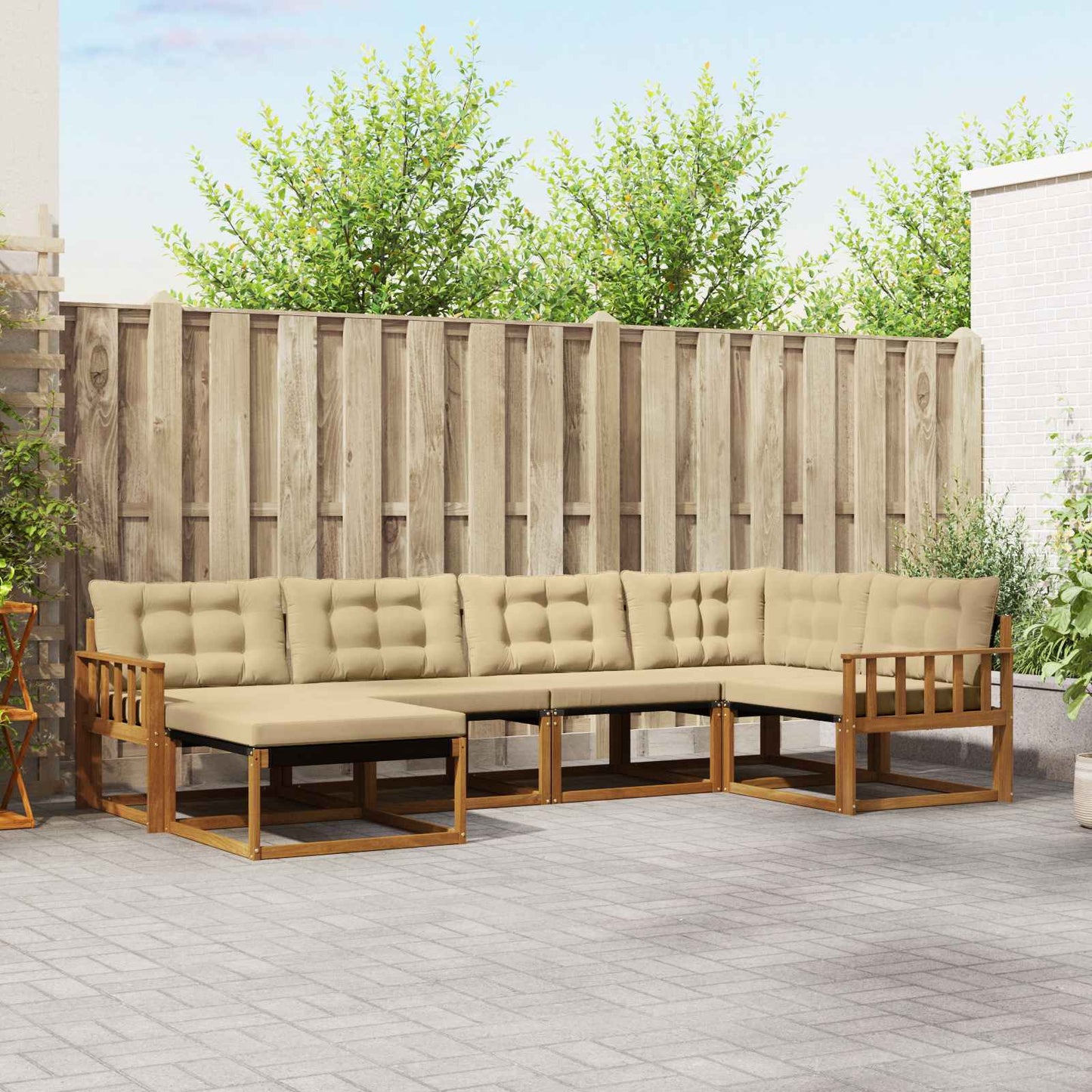 Set di divani da esterno con cuscino 18 pcs Naturale e Beige