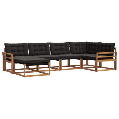 Set di divani da esterno con cuscino 18 pcs Naturale e Nero
