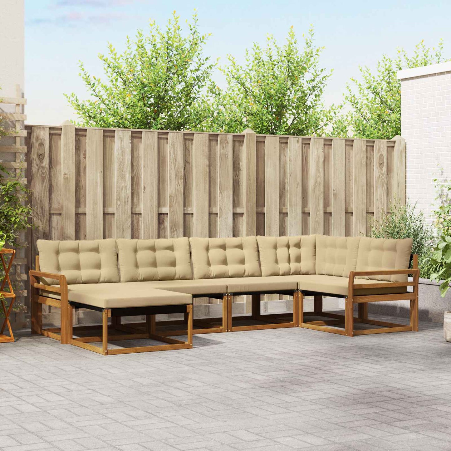 Set di divani da esterno con cuscino 18 pcs Naturale e Beige