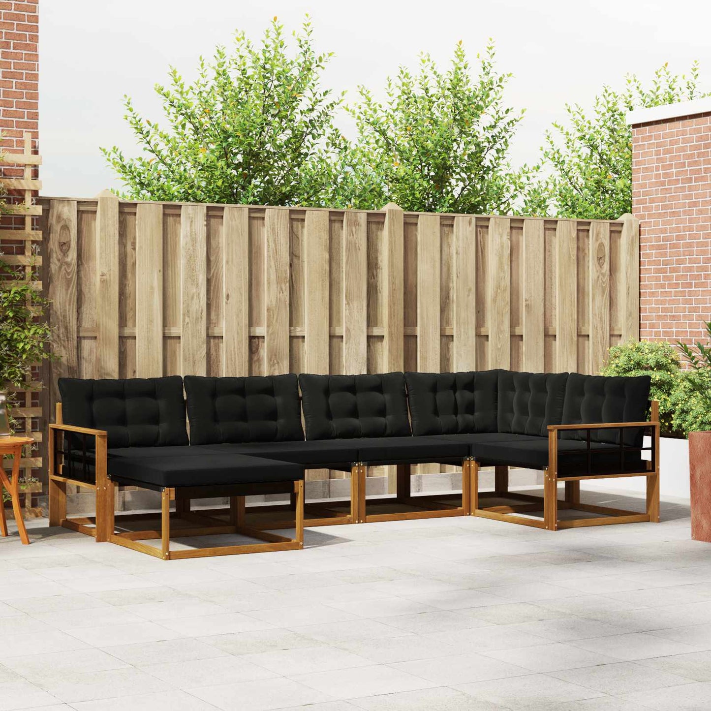 Set di divani da esterno con cuscino 18 pcs Naturale e Nero