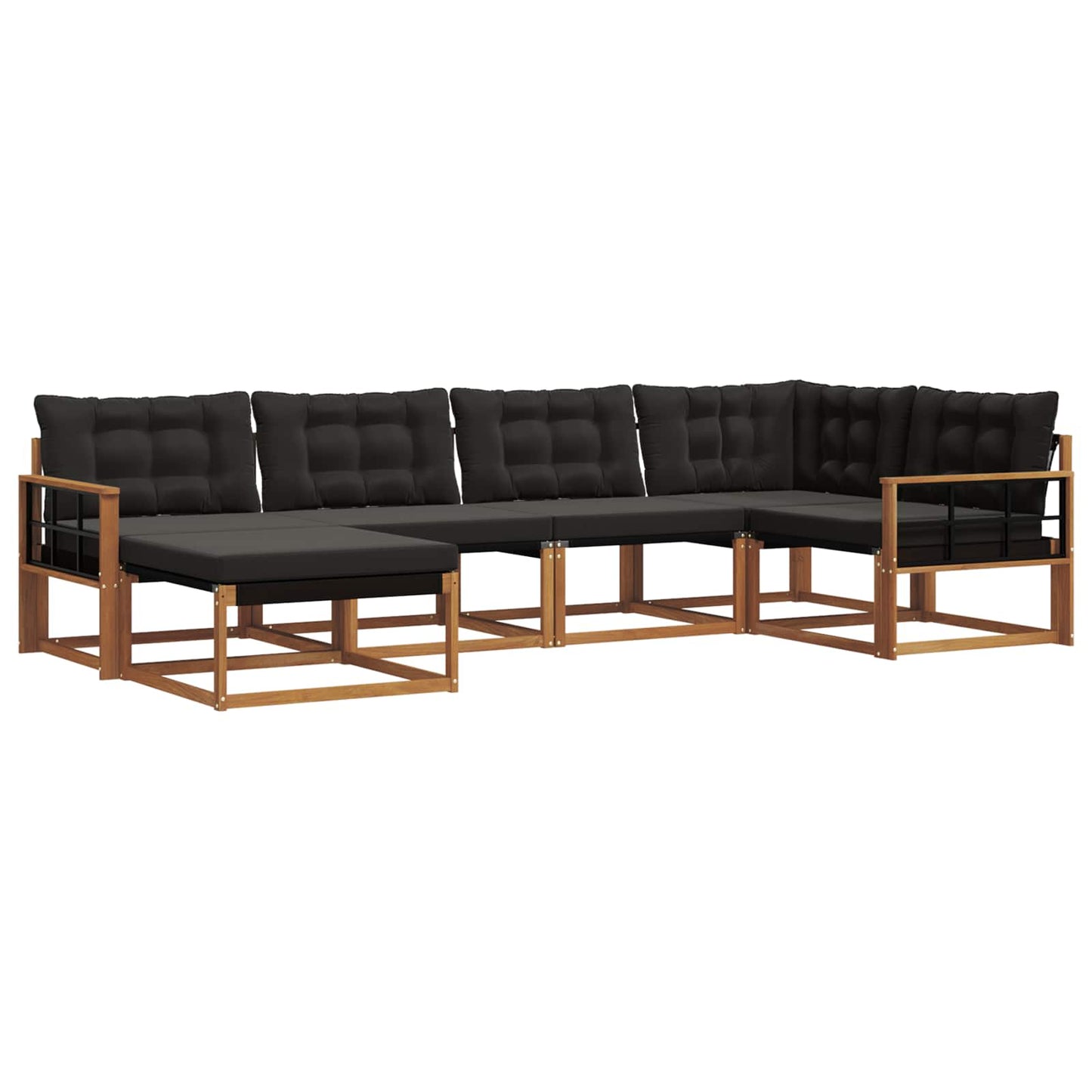 Set di divani da esterno con cuscino 18 pcs Naturale e Nero