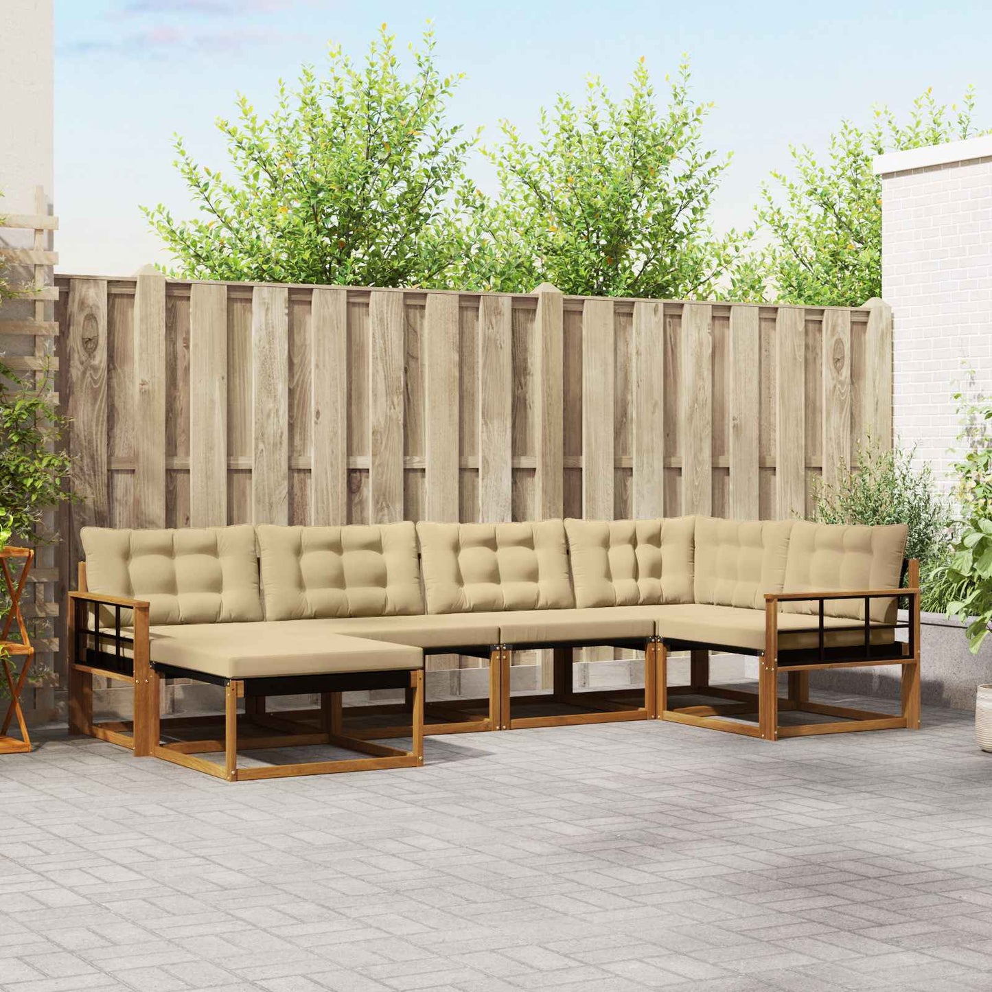 Set di divani da esterno con cuscino 18 pcs Naturale e Beige