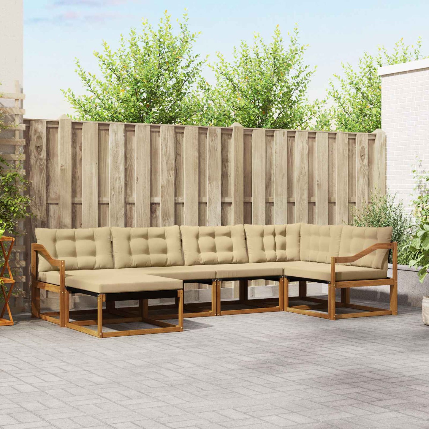 Set di divani da esterno con cuscino 18 pcs Naturale e Beige