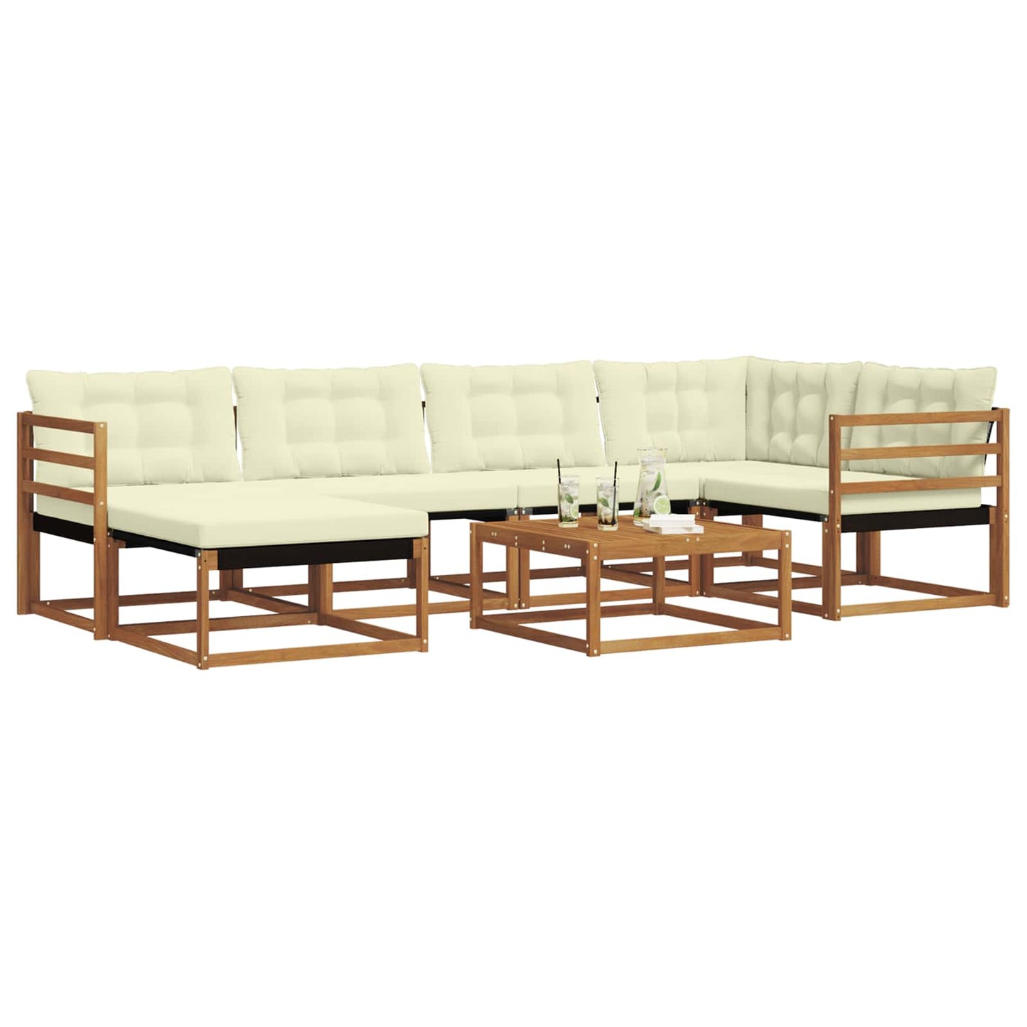 Set di divani da esterno con cuscino 19 pcs Naturale e Crema