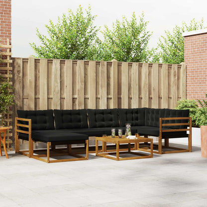 Set di divani da esterno con cuscino 19 pcs Naturale e Nero