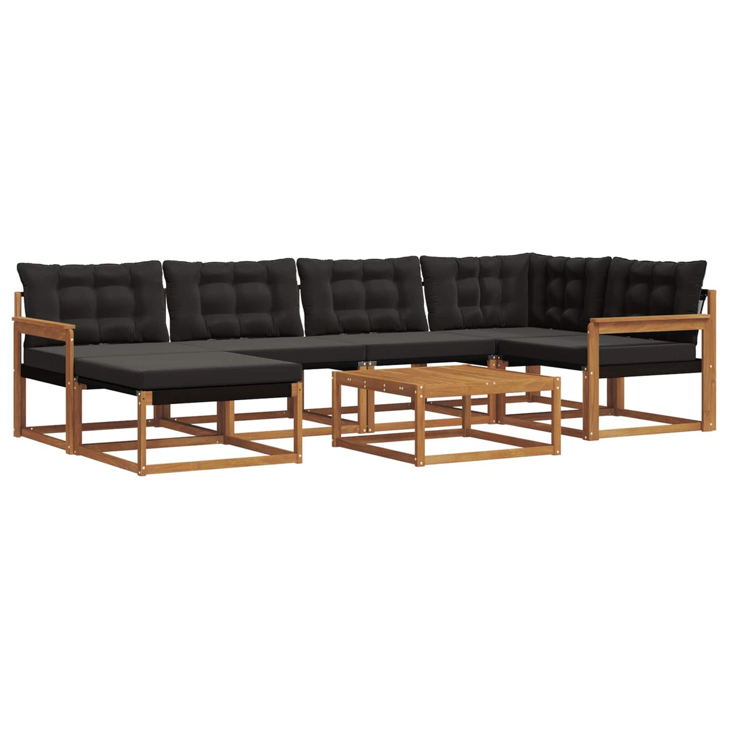 Set di divani da esterno con cuscino 19 pcs Naturale e Nero