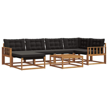 Set di divani da esterno con cuscino 19 pcs Naturale e Nero